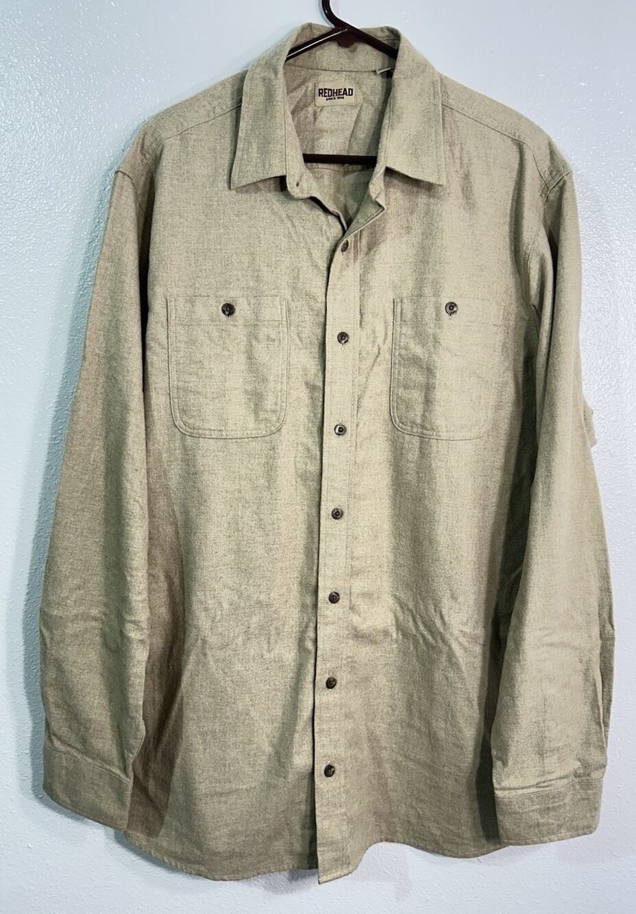 RedHead Men's XLT Khaki Long Sleeve Button Up Shirt Outdoor Work Cabin Rustic